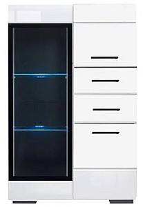 Dulap cu vitrina Yasen Vusher REG 1W2D2S L/P Nimphea Alb / Alb Lucios