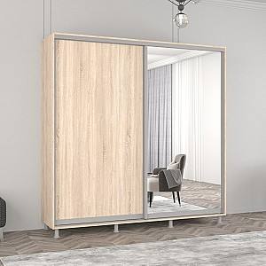 Dulap-cupe Mobildor Lux Aron 210 (1 oglinda, 1 PAL) Stejar Sonoma