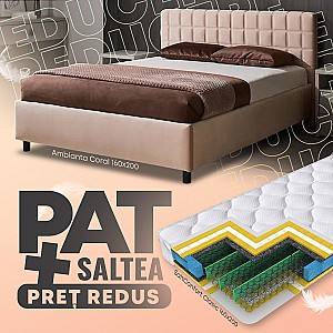 Pat Ambianta Coral 1.6 m Bej + Saltea Salt Confort Clasic 160x200