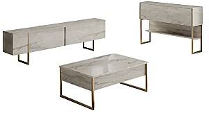 Living Trendy Luxe Set Travertin Aur 180x47x30cm