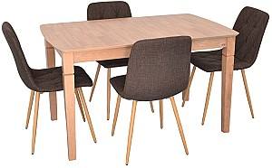 Набор стол и стулья Evelin HV-27V Light Brown + 4 стула YTC 080 Wo / BJORN45 Dark Brown