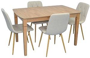Набор стол и стулья Evelin HV-27V Light Brown + 4 стула YTC 080 Wo / BJORN24 Light Beige