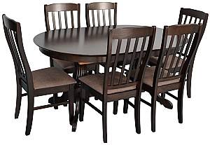 Set de masa si scaune Evelin HV-33V Chocolate + 6 scaune Wenyi Chocolate / Ekea12 Dark Brown