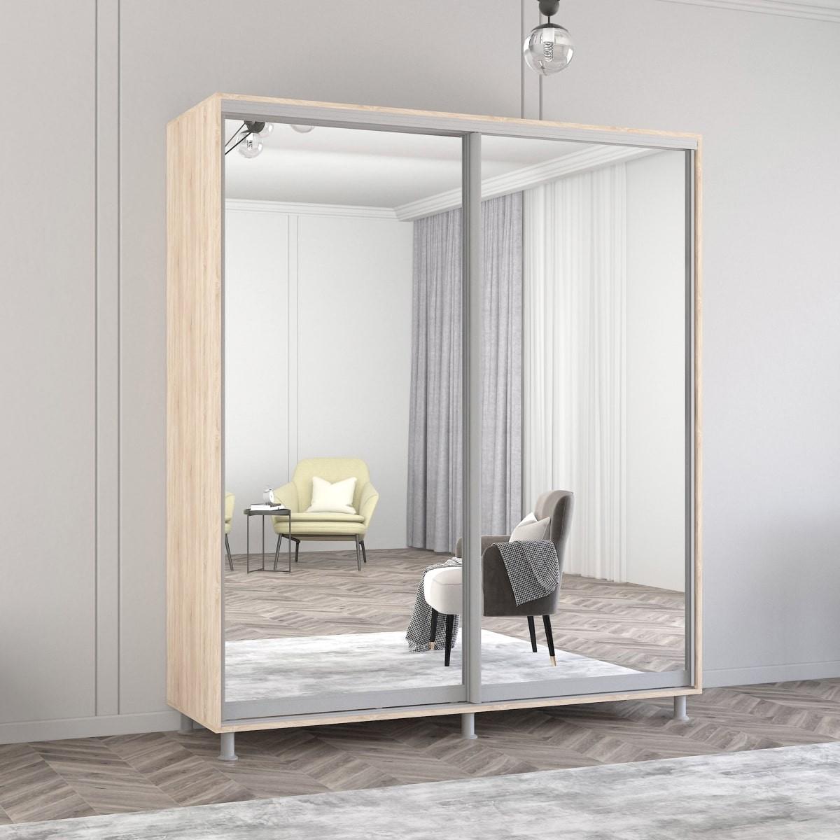 Шкаф-купе Mobildor Lux Aron 190 (2 зеркало) Дуб Сонома