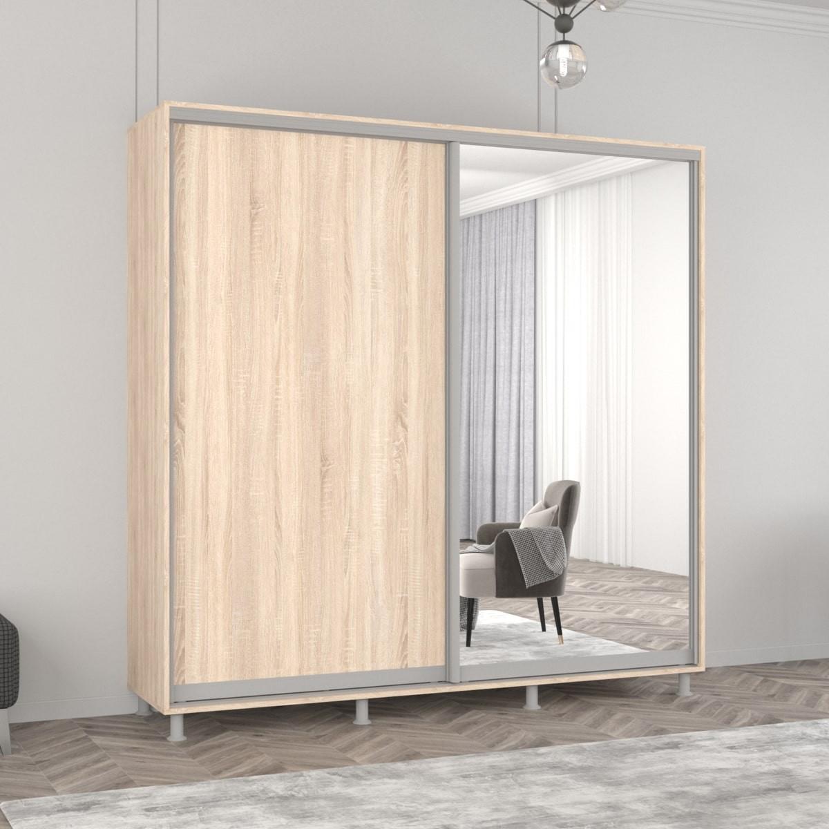 Шкаф-купе Mobildor Lux Aron 200 (1 зеркало, 1 ДСП) Дуб Сонома