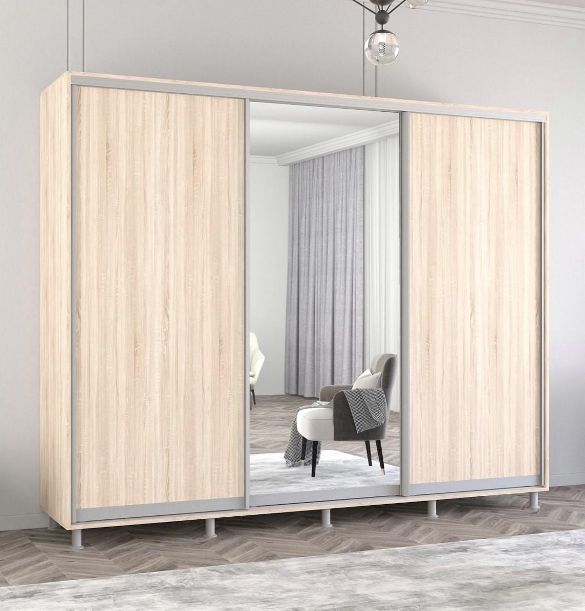 Шкаф-купе Mobildor Lux Aron 270 (1 зеркало, 2 ДСП) Дуб Сонома