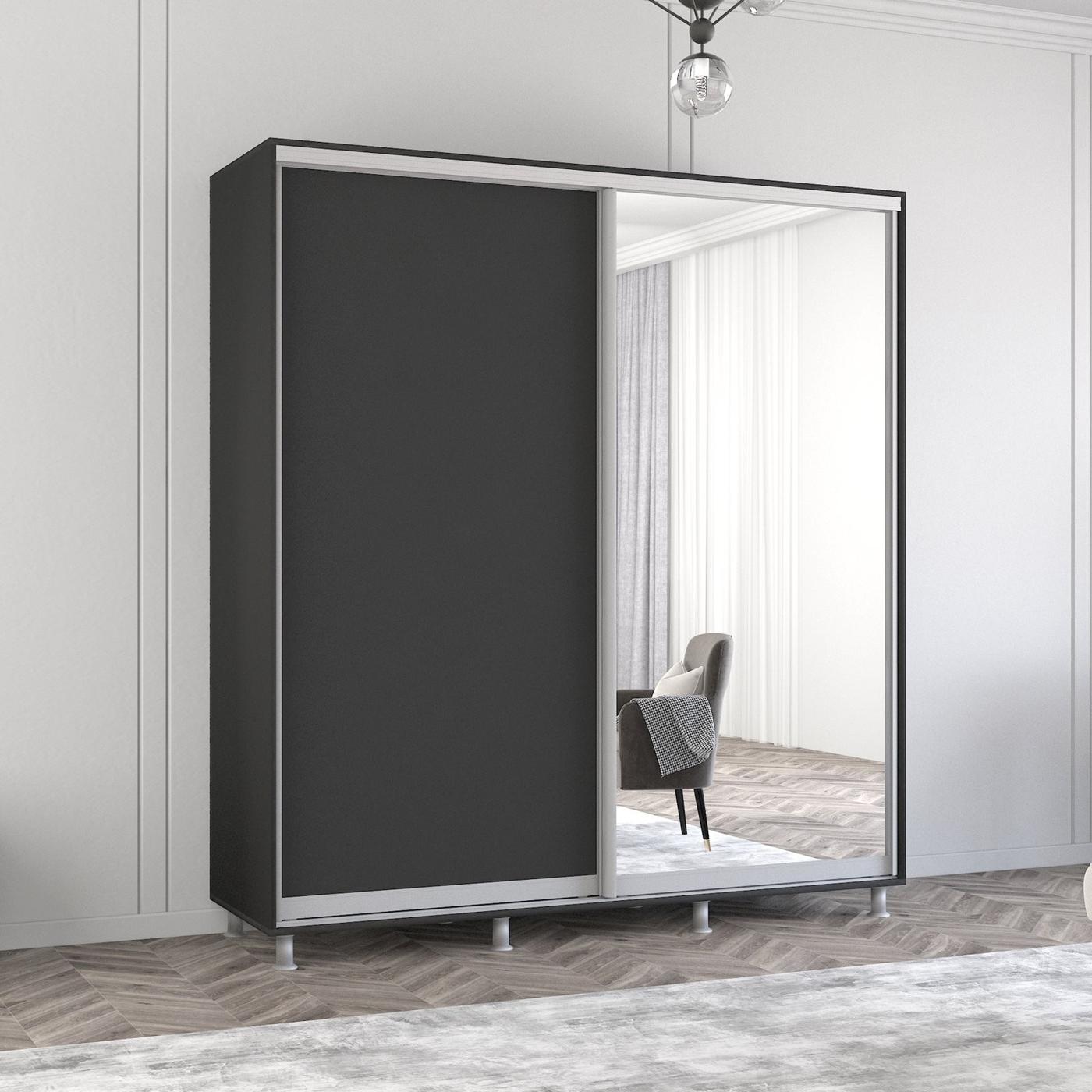 Шкаф-купе Mobildor Lux Aron 190 (1 зеркало, 1 ДСП) Антрацит