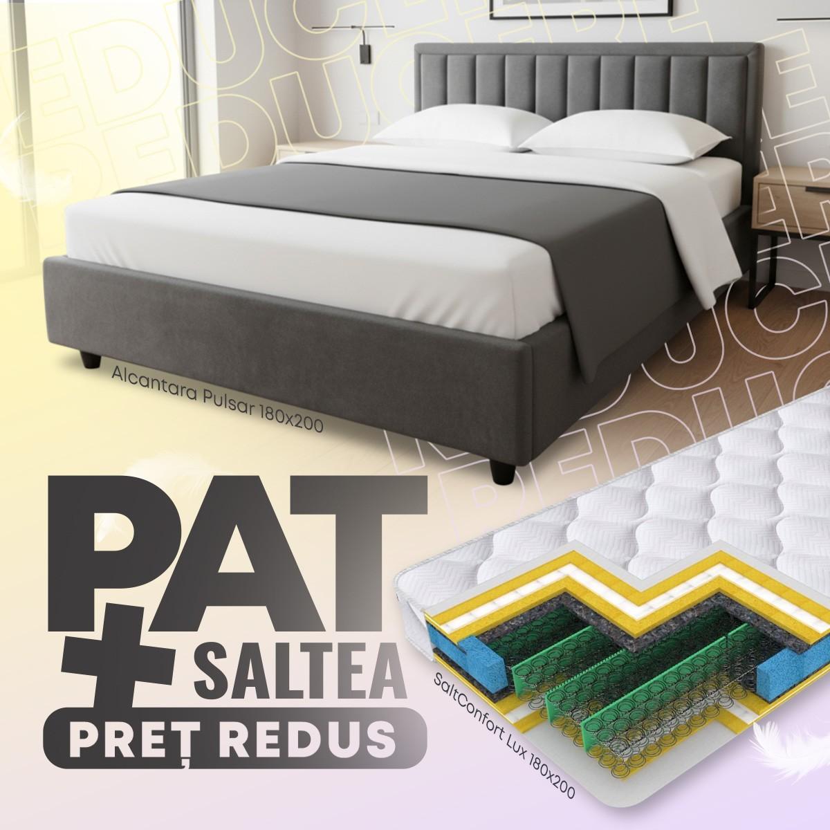 Кровать Alcantara Pulsar 1.8 м Темно-Серый + Матрас Salt Confort Lux 180x200