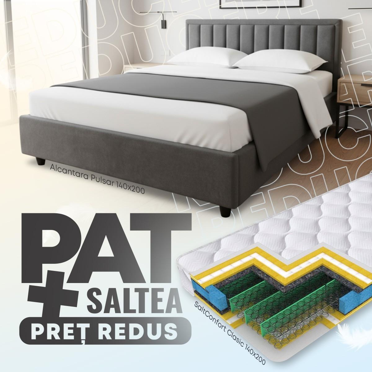Кровать Alcantara Pulsar 1.4 м Темно-Серый + Матрас Salt Confort Clasic 140x200