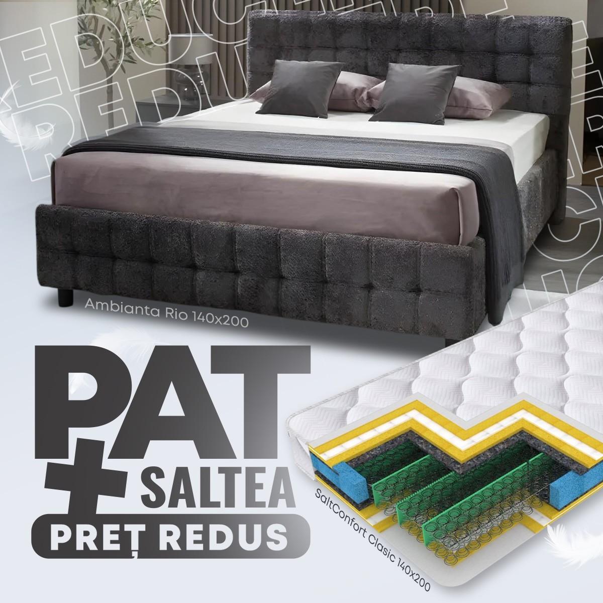 Кровать Ambianta Rio 1.4 м Темно-Серый + Матрас Salt Confort Clasic 140x200