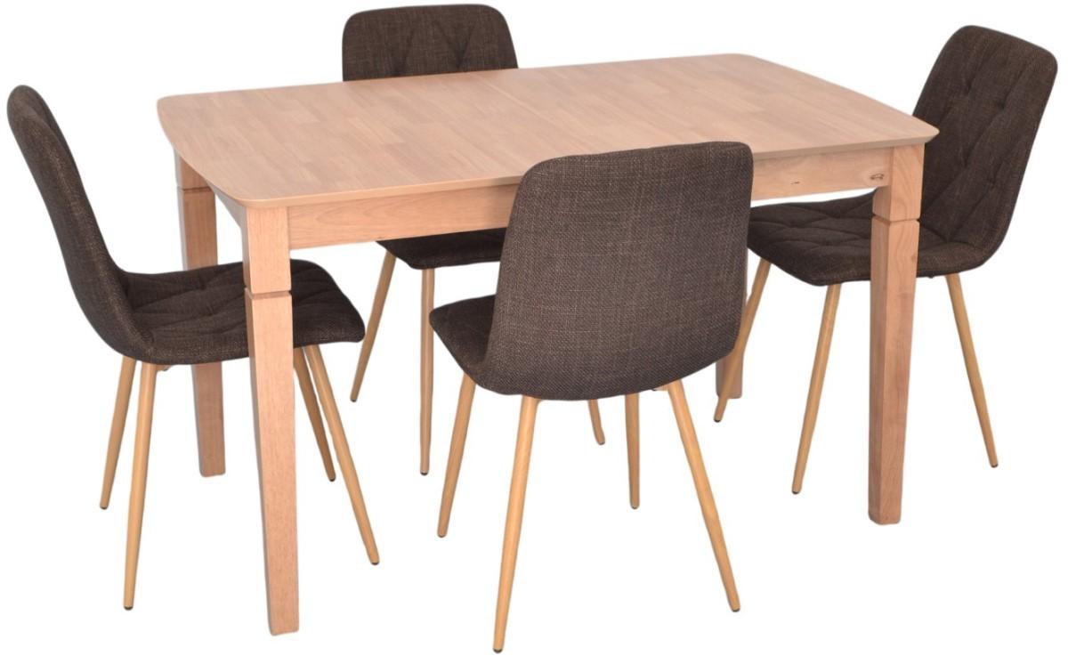 Набор стол и стулья Evelin HV-27V Light Brown + 4 стула YTC 080 Wo / BJORN45 Dark Brown