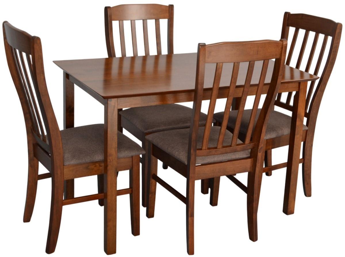 Набор стол и стулья Evelin Gloria Burnish Oak + 4 стула Wenyi Burnish Oak / Ekea12 Dark Brown