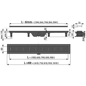 Rigola de dus Alcaplast APZ10BLACK-550M (106420)