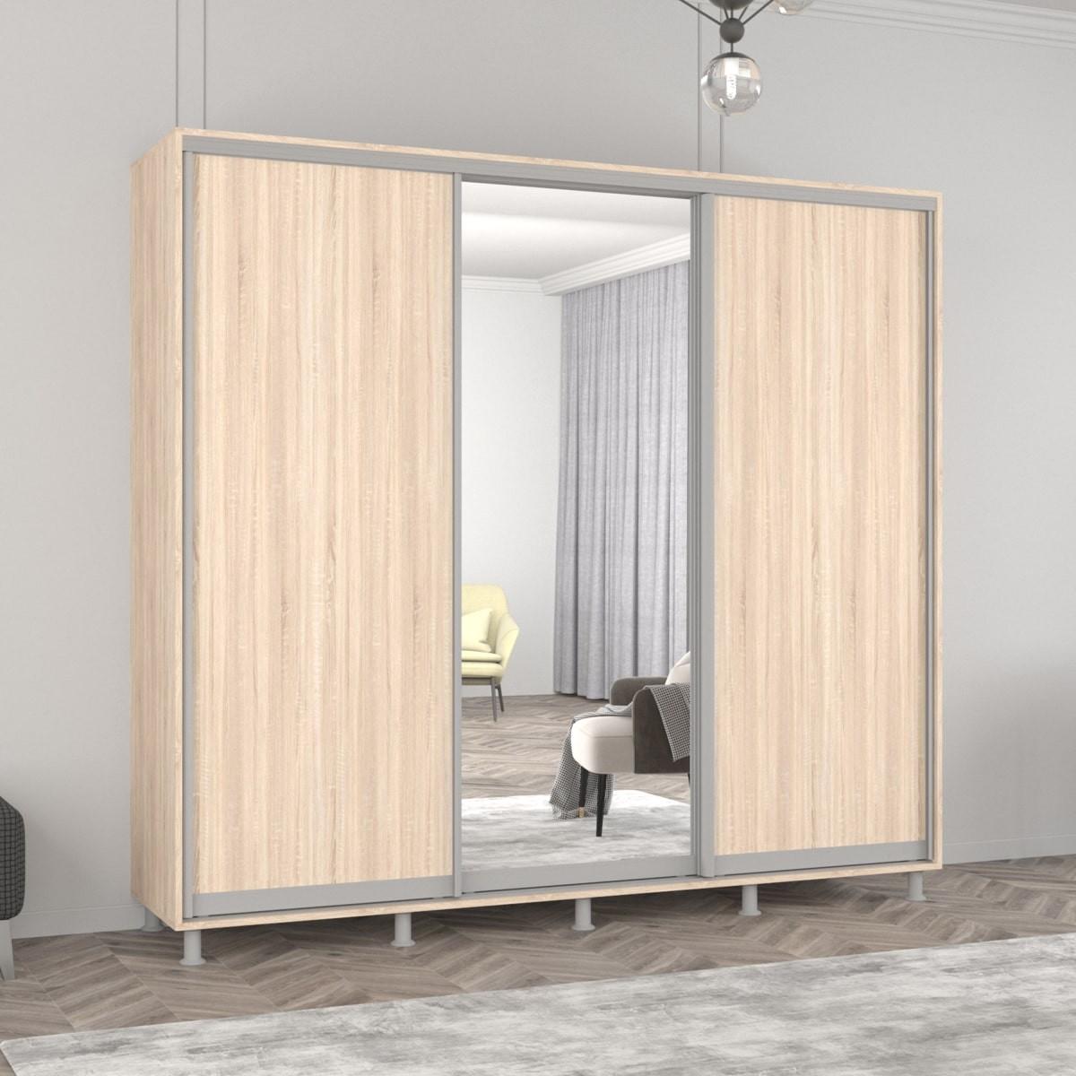 Dulap-cupe Mobildor Lux Aron 250 (1 oglinda, 2 PAL) Stejar Sonoma