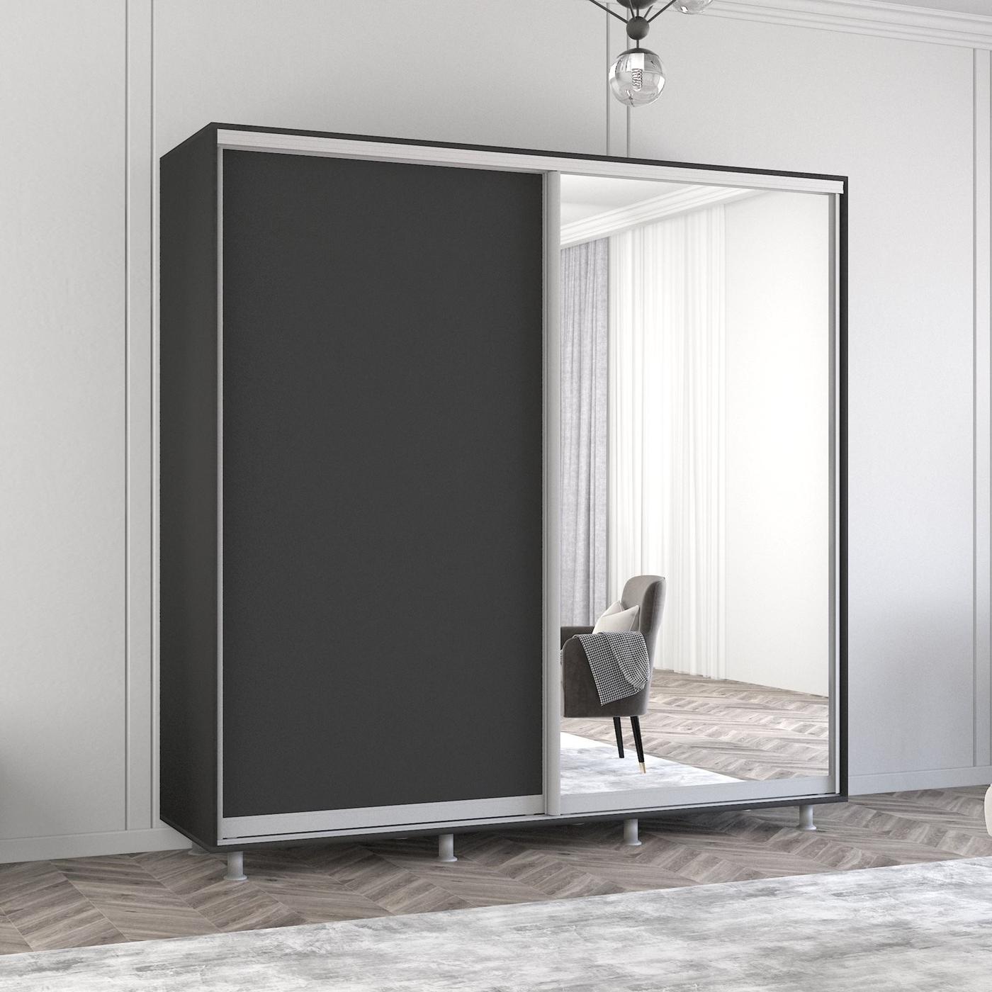 Dulap-cupe Mobildor Lux Aron 200 (1 oglinda, 1 PAL) Antracit