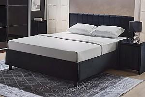 Pat Ambianta Coral 1.4 m Negru + Saltea Salt Confort Clasic 140x200