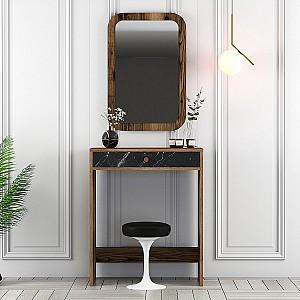 Masa de machiaj Trendy Lizbon Nuc (Maro)/Negru/Marmura