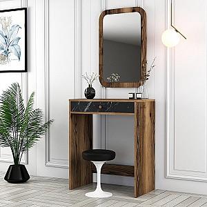 Masa de machiaj Trendy Lizbon Nuc (Maro)/Negru/Marmura