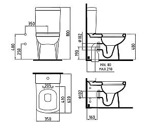 Vas WC Bien Banyo GOYA BTW Cool White no-Rim Capac Salvo Monoslim Mec-sm tip5 Tub Gofrat
