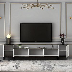 Tumba pentru televizor Trendy Imaj Alb/Negru/Auriu