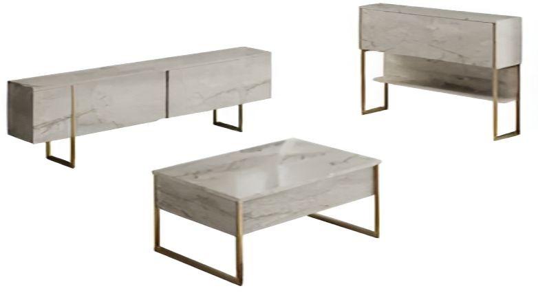 Living Trendy Luxe Set Travertin Aur 180x47x30cm